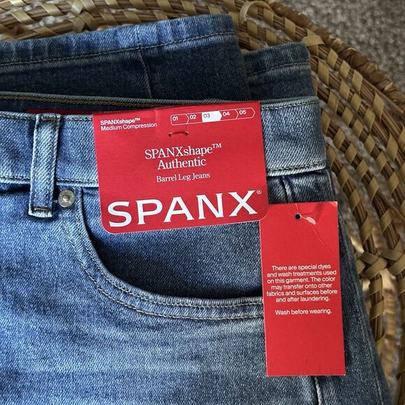 SPANXshape™ Authentic 360 Barrel Leg Jeans In Elysian Size Petite XL MSRP $158 - Picture 6 of 9